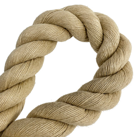 Close-up of synthetic hemp rope on a white background