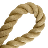 Close-up of 36mm synthetic hemp rope in a loop on a white background