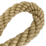Close-up of 65mm synthetic hemp rope in a loop on a white background