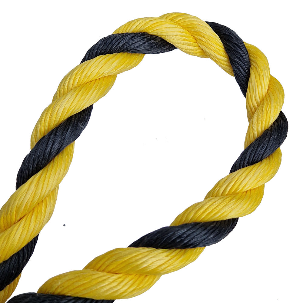 Yellow and black rope on a white background
