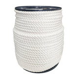 Spool of 1mm white polyester rope on a white background