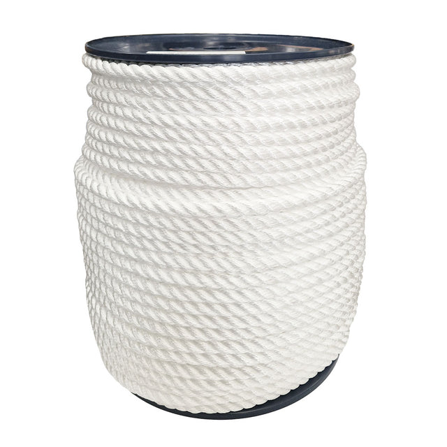 Spool of 1mm white polyester rope on a white background
