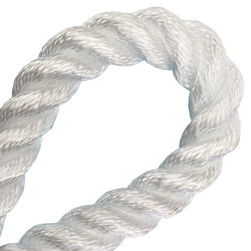 Close-up of a white rope in a loop on a white background