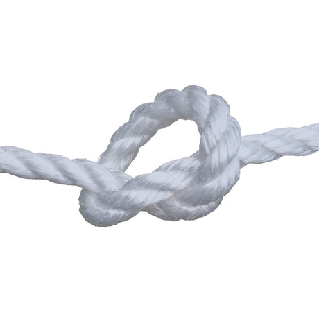 Close-up of a knot in a white rope on a white background