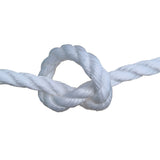 Close-up of a knot in a white rope on a white background