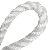 close-up of a loop of 20mm white rope on a white background