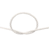 Close-up of a knotted white rope on a white background