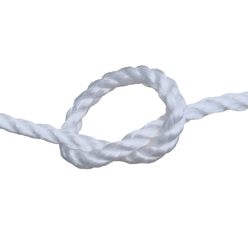 White rope with a knot on a white background