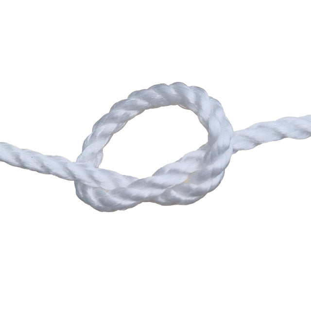 White rope with a knot on a white background
