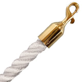 Gold rope clip with white rope on a white background