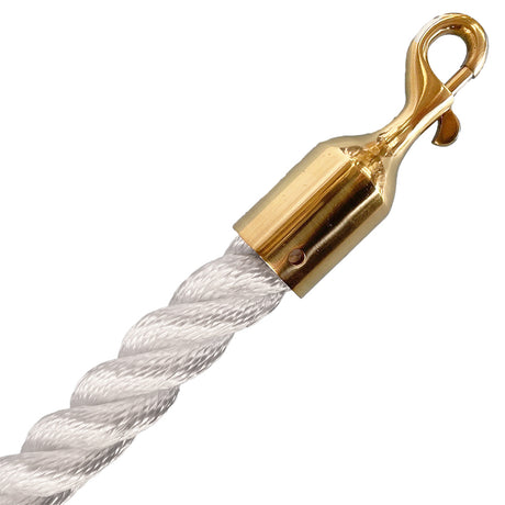 Gold rope clip with white rope on a white background