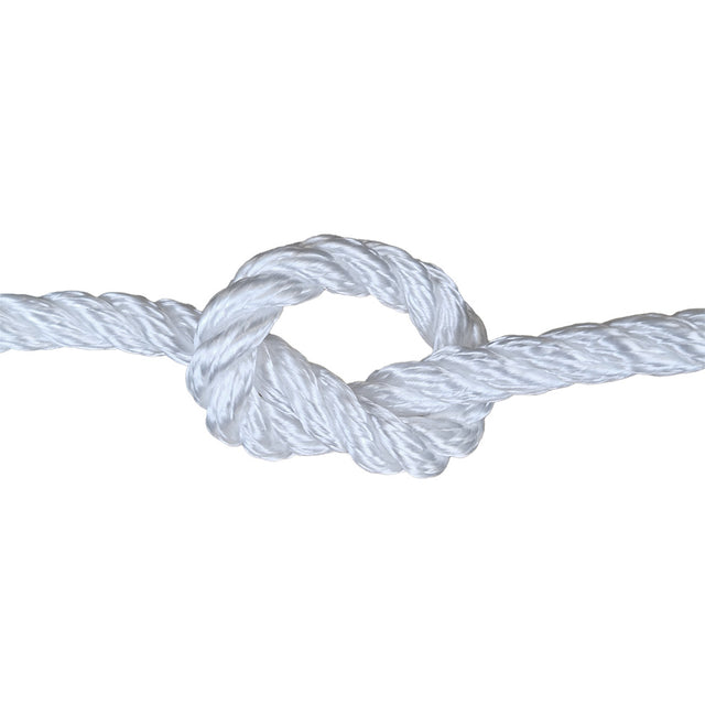 Close-up of a white rope with a knot on a white background