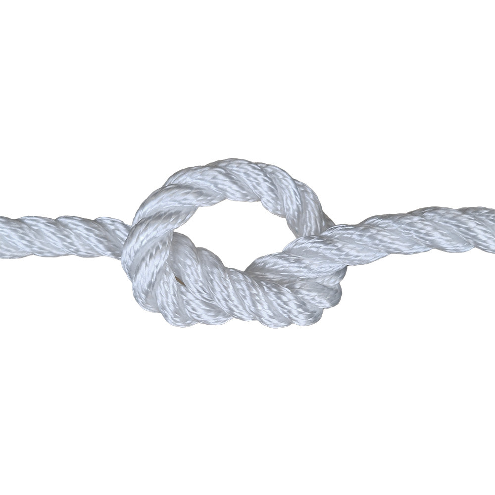 Close-up of a knotted white rope on a white background