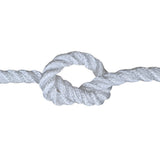 Close-up of a knotted white rope on a white background