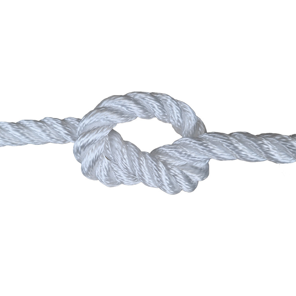 White rope with a knot on a white background