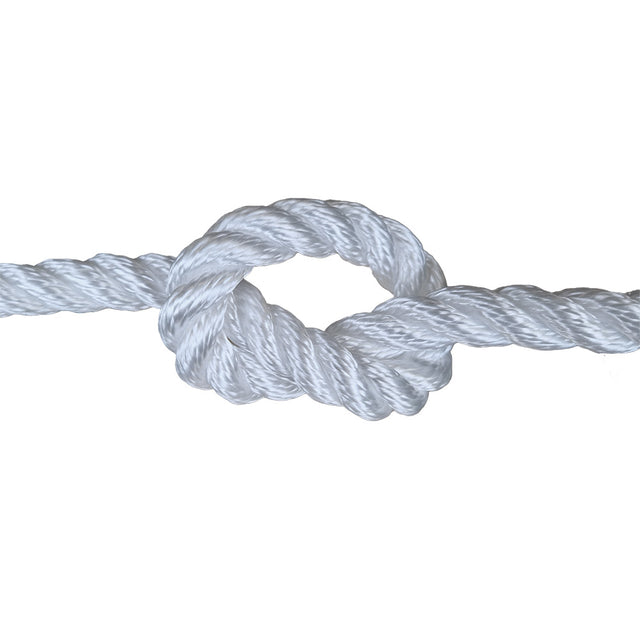 White rope with a knot on a white background