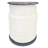 Spool of 14mm white yacht rope on a white background
