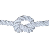 White rope with a knot on a white background