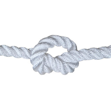 White rope with a knot on a white background