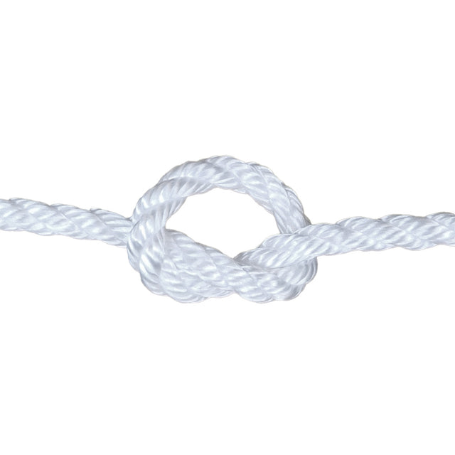 White rope with a knot on a white background