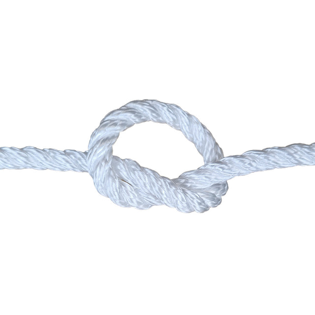 White rope with a knot on a white background