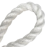 close-up of a loop of 28mm white rope on a white background