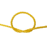 Yellow rope in a knot on a white background