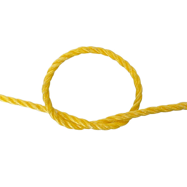 Yellow rope in a knot on a white background