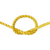 Yellow rope in a knot on a white background