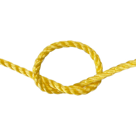 Yellow rope in a knot on a white background