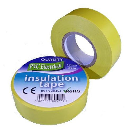 19mm x 20m Yellow PVC Electrical Tape