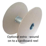 Cardboard reel with metal core on a white background