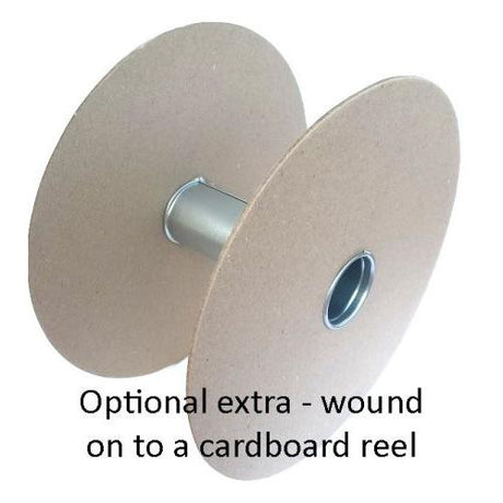 Cardboard reel with metal core on a white background