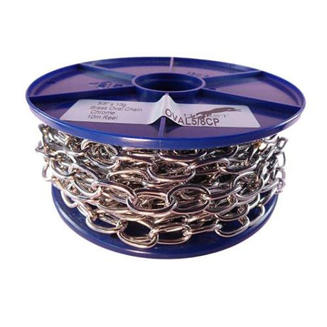 2.3mm Chromed Brass Oval Chain - 10m reel