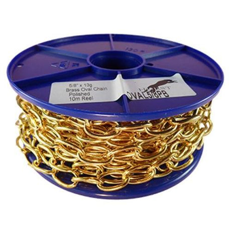 2.3mm Polished Brass Oval Chain - 10m reel