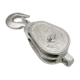 3" Double Wheel Pulley Block with Safety Hook
