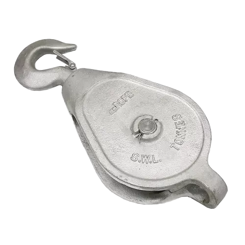 4" Single Wheel Pulley Block with Safety Hook
