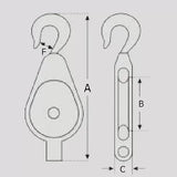 3" Single Wheel Pulley Block with Safety Hook