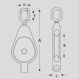 3" Single Wheel Pulley Block with Oval Eye