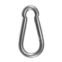 Metal carabiner on a white background