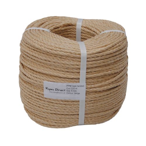 6mm Beige Polypropylene Rope - 220m coil