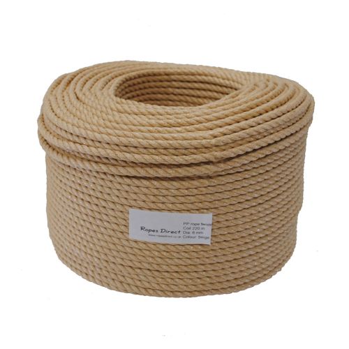 8mm Beige Polypropylene Rope - 220m coil