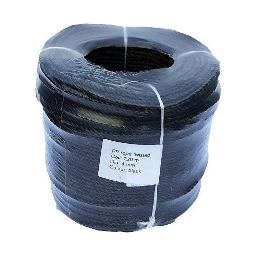 4mm Black Polypropylene Rope - 220m coil