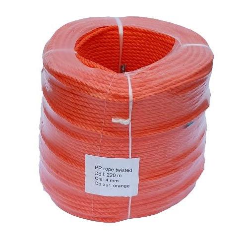 4mm Orange Polypropylene Rope - 220m coil