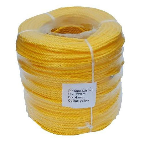 4mm Yellow Polypropylene Rope - 220m coil