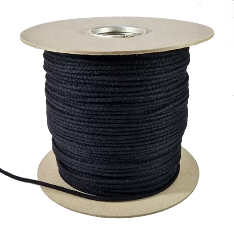 3mm Black Braided Cotton Cord sold by the metre