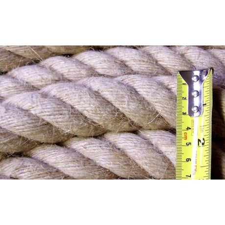 Close-up of a rope with a measuring tape indicating its thickness