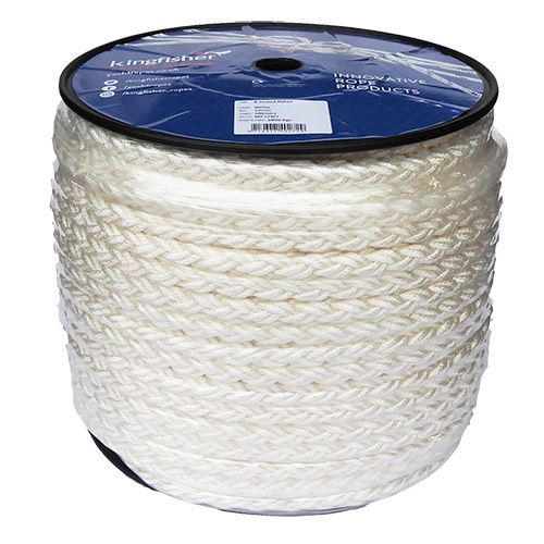 12mm 8 strand white Nylon Rope - 100m reel