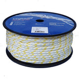 8mm White / Yellow Fleck Braid on Braid Polyester Rope - 100m reel