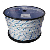 10mm White / Blue Fleck Braid on Braid Polyester Rope - 100m reel